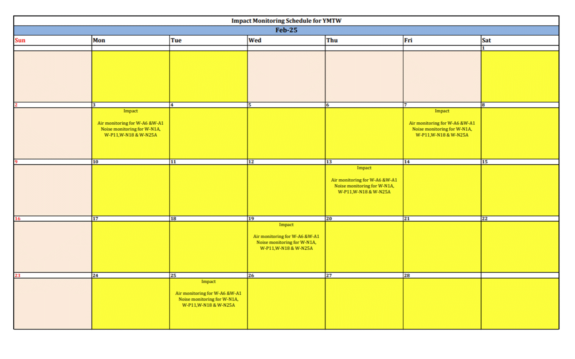 A yellow calendar with black text
AI-generated content may be incorrect.